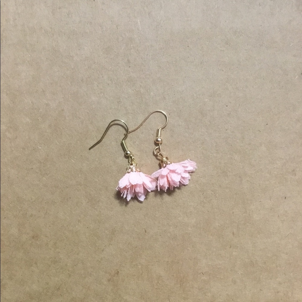 Dangling pink fabric handmade earrings
